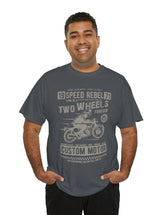 Two Wheels Forever Custom Motorcycle Cafe Racer style T-Shirt. Light Text on a darker Tee.