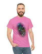 Multi-Colored Fireworks on a Super Comfy Cotton Tee.