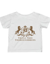 Triple Trio Thouroughbreds in Bronze Logo on a White Infant Fine Jersey Tee