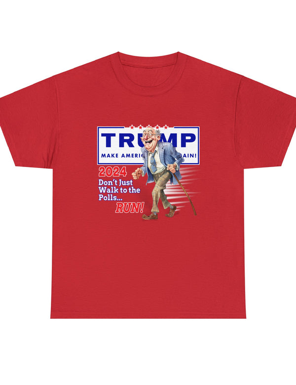 Don't Just Walk to the Polls,...RUN! T-Shirt with Granddad running to cast his vote for...