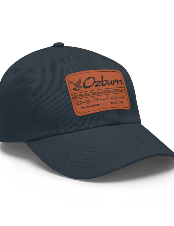 Dad Hat with Leather Patch (Rectangle) - Ozburn Electrical Contractors - Covington, Georgia, USA
