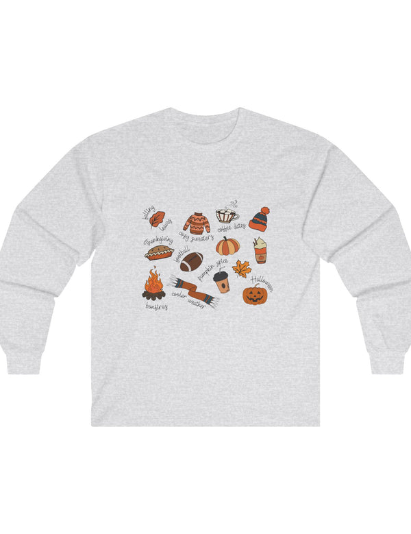 All Things Autumn in a Super Comfy Ultra Cotton Long Sleeve Tee