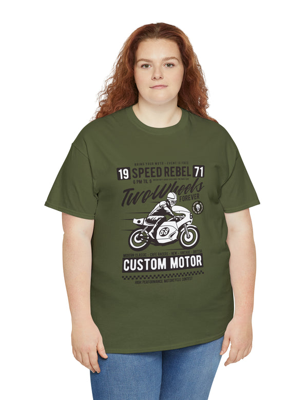 Motorcycle Speed Rebel - Two Wheels Forever - Vintage Retro T-Shirt for the Motorcycle or Biker in the family.