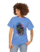 Multi-Colored Fireworks on a Super Comfy Cotton Tee.