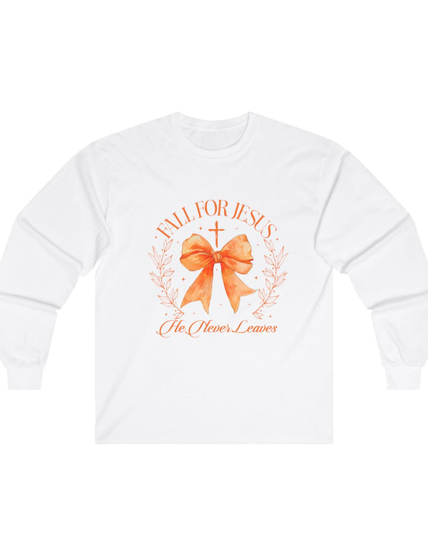 Fall For Jesus in this Super Comfy Ultra Cotton Long Sleeve Tee