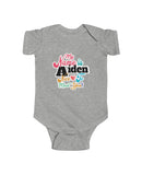 Aiden - "Hi, my name is Aiden..." in an Infant Fine Jersey Bodysuit