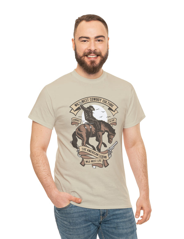 Wild West Cowboy on a bucking horse. Western Cowboy Rodeo Scene on wild horse.