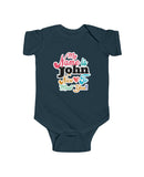 John - "Hi, my name is John..." in an Infant Fine Jersey Bodysuit