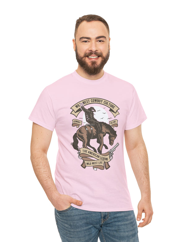 Wild West Cowboy on a bucking horse. Western Cowboy Rodeo Scene on wild horse.