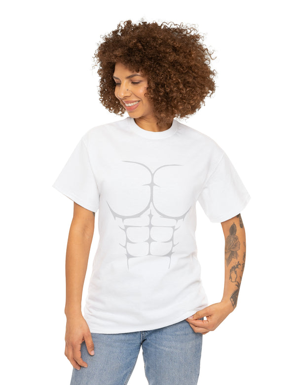 6-Pack Abs, Light Gray art on a Heavy Cotton Tee