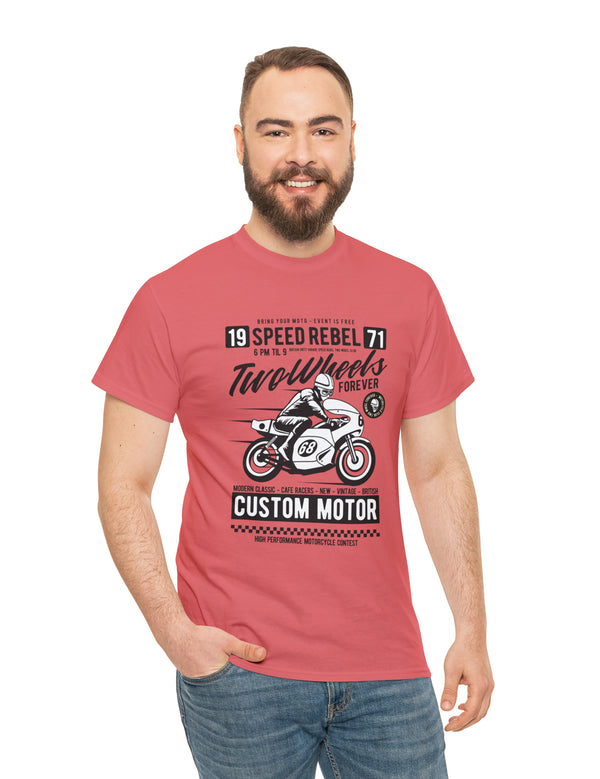 Motorcycle Speed Rebel - Two Wheels Forever - Vintage Retro T-Shirt for the Motorcycle or Biker in the family.