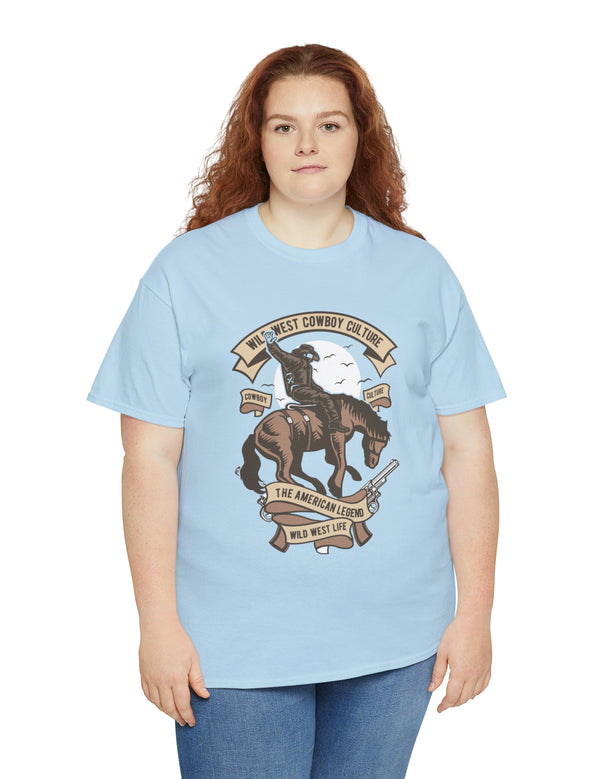 Wild West Cowboy on a bucking horse. Western Cowboy Rodeo Scene on wild horse.