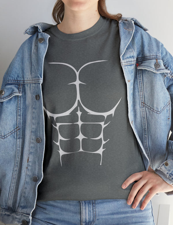 6-Pack Abs, Light Gray art on a Heavy Cotton Tee