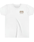 Triple Trio Thouroughbreds in a Bronze logo on a Child's Youth Short Sleeve Tee