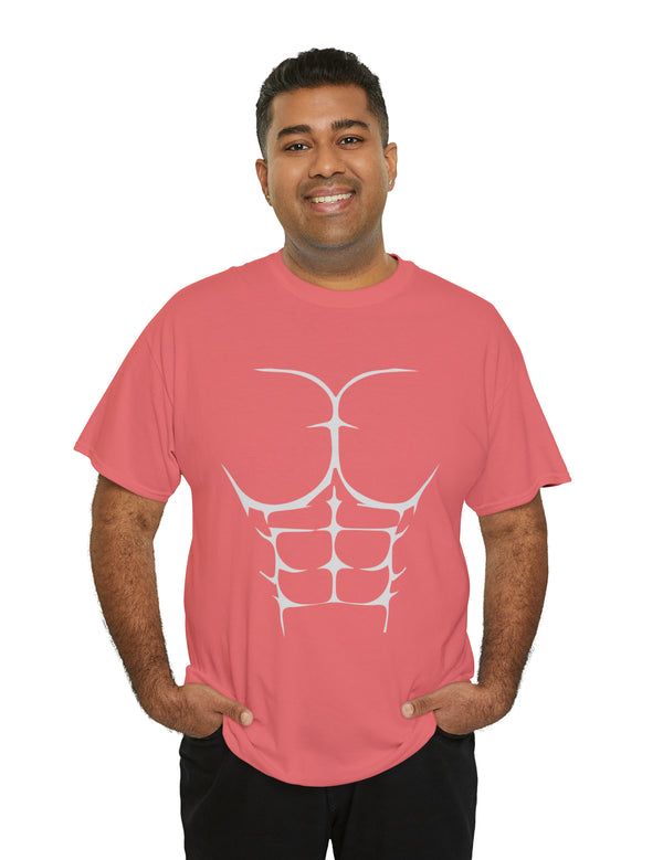 6-Pack Abs, Light Gray art on a Heavy Cotton Tee