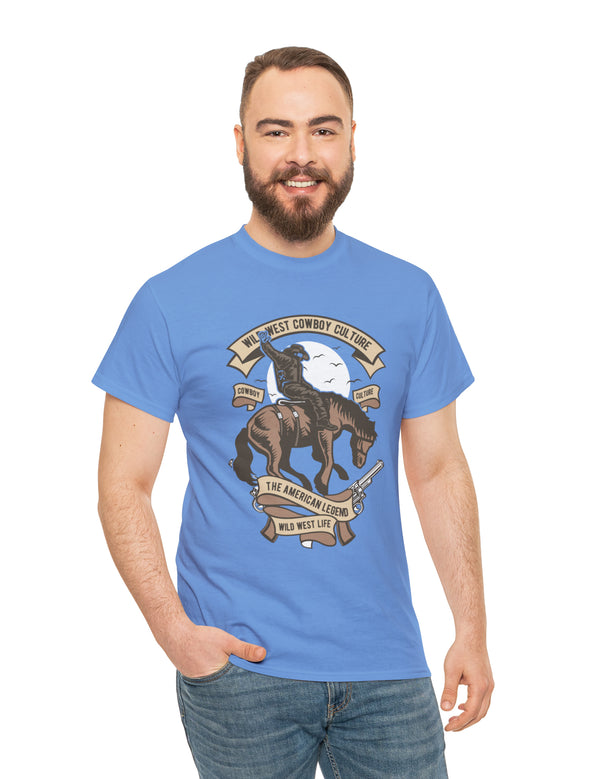 Wild West Cowboy on a bucking horse. Western Cowboy Rodeo Scene on wild horse.