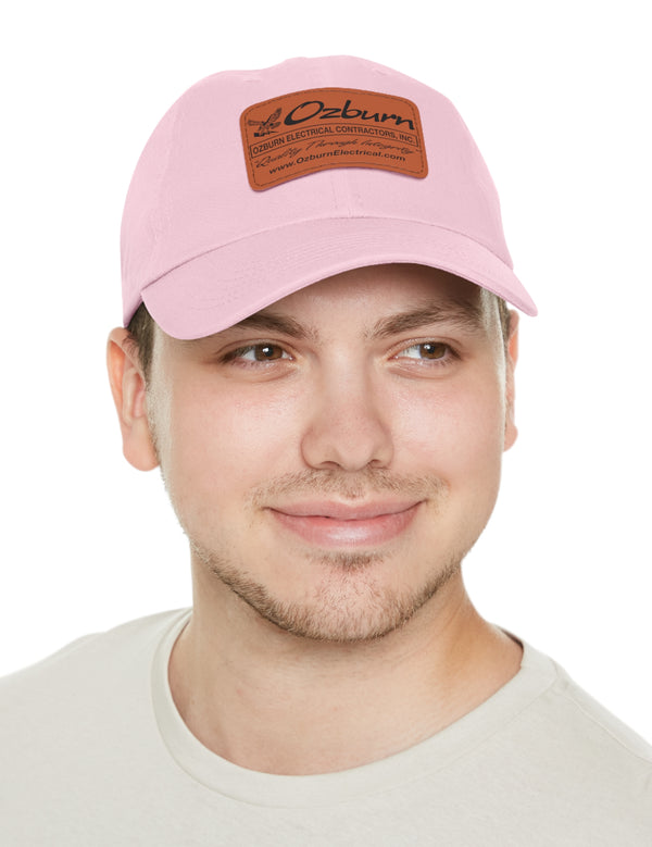 Dad Hat with Leather Patch (Rectangle) - Ozburn Electrical Contractors - Covington, Georgia, USA