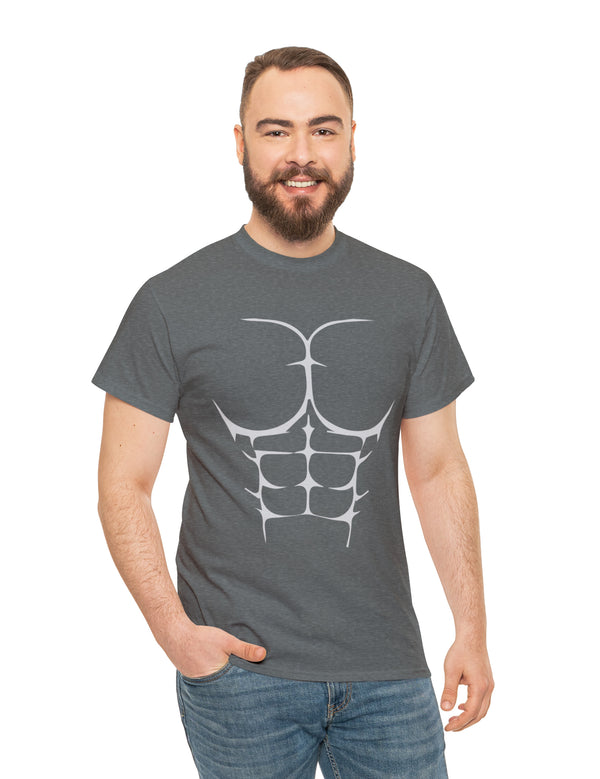 6-Pack Abs, Light Gray art on a Heavy Cotton Tee