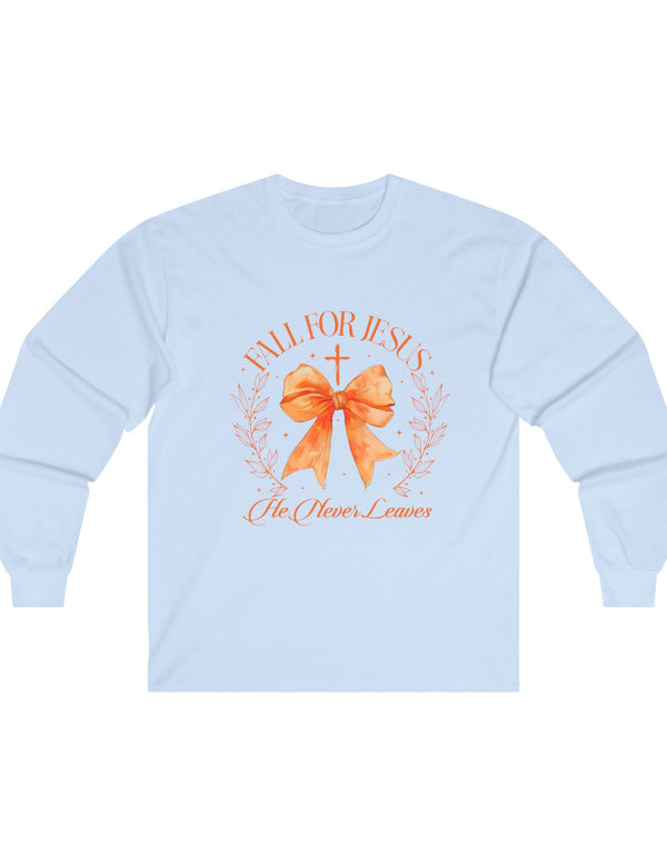 Fall For Jesus in this Super Comfy Ultra Cotton Long Sleeve Tee