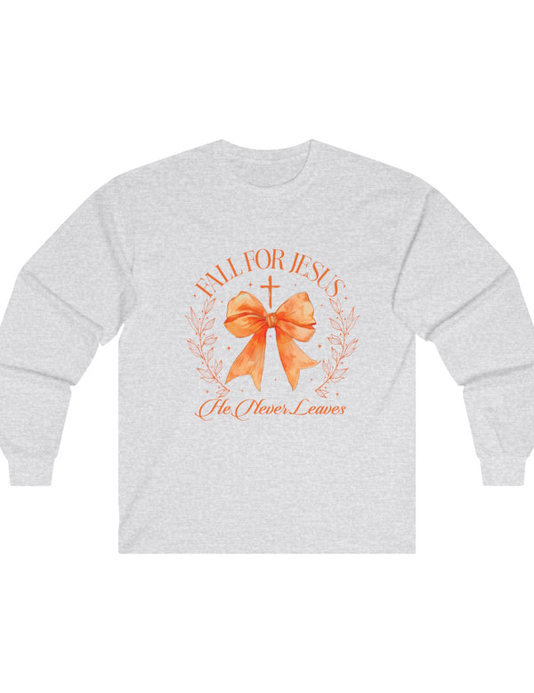 Fall For Jesus in this Super Comfy Ultra Cotton Long Sleeve Tee