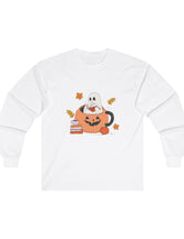 Ghost Reading A Book Inside A Pumpkin in an Ultra Cotton Long Sleeve Tee