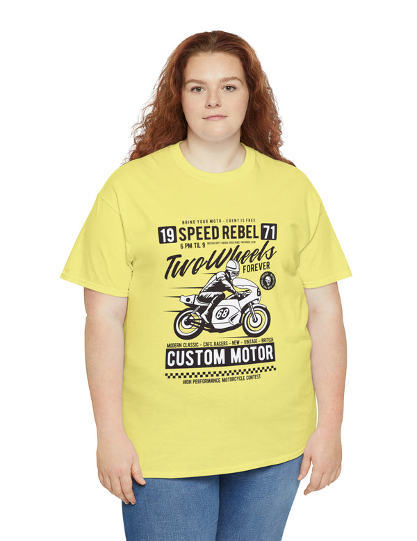 Motorcycle Speed Rebel - Two Wheels Forever - Vintage Retro T-Shirt for the Motorcycle or Biker in the family.