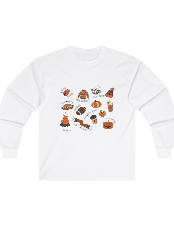 All Things Autumn in a Super Comfy Ultra Cotton Long Sleeve Tee