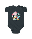 James - "Hi, my name is James..." in an Infant Fine Jersey Bodysuit
