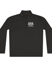 Triple Trio Thouroughbreds in a White logo on a Darker Colored Unisex Quarter-Zip Pullover