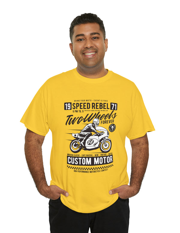 Motorcycle Speed Rebel - Two Wheels Forever - Vintage Retro T-Shirt for the Motorcycle or Biker in the family.