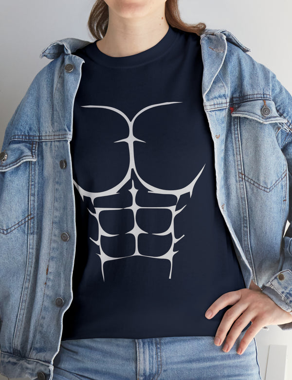 6-Pack Abs, Light Gray art on a Heavy Cotton Tee