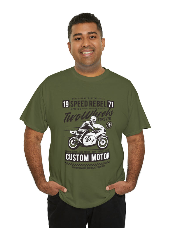 Motorcycle Speed Rebel - Two Wheels Forever - Vintage Retro T-Shirt for the Motorcycle or Biker in the family.