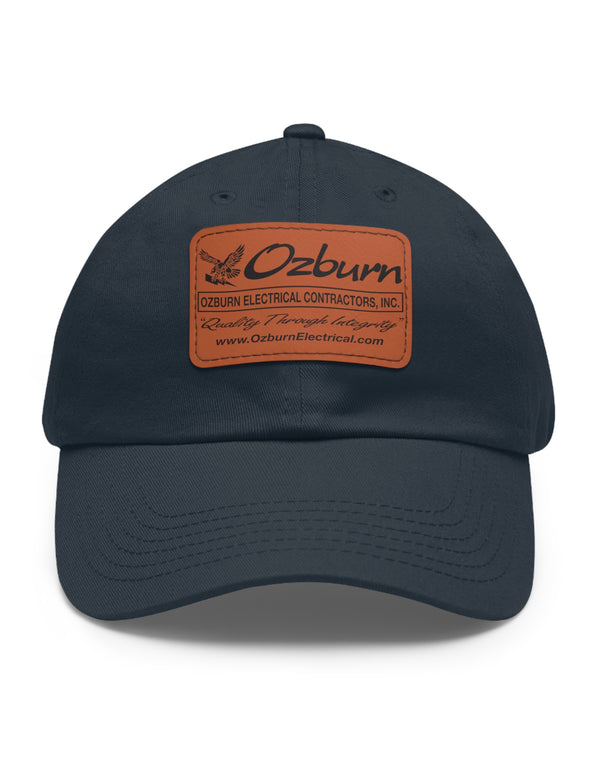 Dad Hat with Leather Patch (Rectangle) - Ozburn Electrical Contractors - Covington, Georgia, USA