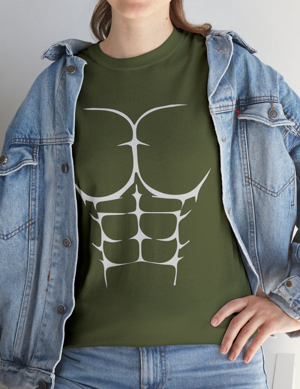 6-Pack Abs, Light Gray art on a Heavy Cotton Tee