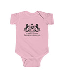 Triple Trio Thouroughbreds in a Black logo on a Colored Infant Fine Jersey Bodysuit