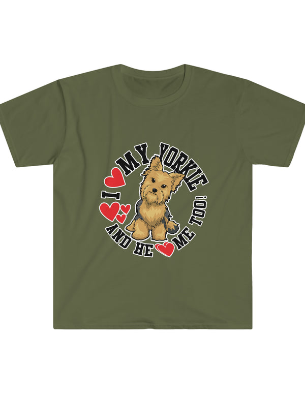 I love my Yorkie (Male Dog) and HE loves me too! Softstyle T-Shirt