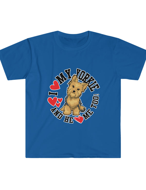 I love my Yorkie (Male Dog) and HE loves me too! Softstyle T-Shirt