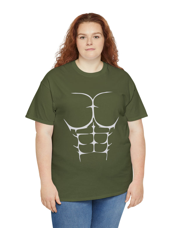 6-Pack Abs, Light Gray art on a Heavy Cotton Tee