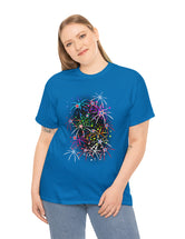 Multi-Colored Fireworks on a Super Comfy Cotton Tee.