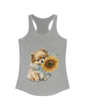 Pomeranian baby pup and flower in this Women's Ideal Racerback Tank