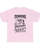 Fishing is my favorite Therapy! in a Unisex Heavy Cotton Tee