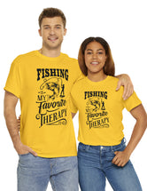 Fishing is my favorite Therapy! in a Unisex Heavy Cotton Tee