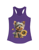 Yorkie baby pup and flower in this Women's Ideal Racerback Tank