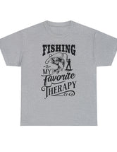 Fishing is my favorite Therapy! in a Unisex Heavy Cotton Tee