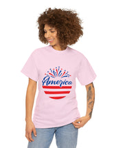 Patriotic America in Round Logo - Unisex Heavy Cotton Tee