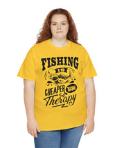 Fishing is cheaper than Therapy! in a Unisex Heavy Cotton Tee