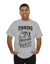 Fishing is my favorite Therapy! in a Unisex Heavy Cotton Tee