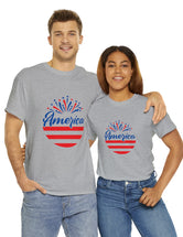 Patriotic America in Round Logo - Unisex Heavy Cotton Tee