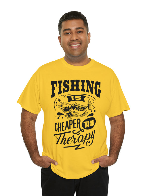 Fishing is cheaper than Therapy! in a Unisex Heavy Cotton Tee