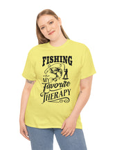 Fishing is my favorite Therapy! in a Unisex Heavy Cotton Tee